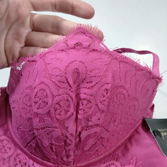 NWT Fredericks Of Hollywood Slip Dress + Panties Sz 1X Y2K Hot Pink McBling - Picture 2 of 6